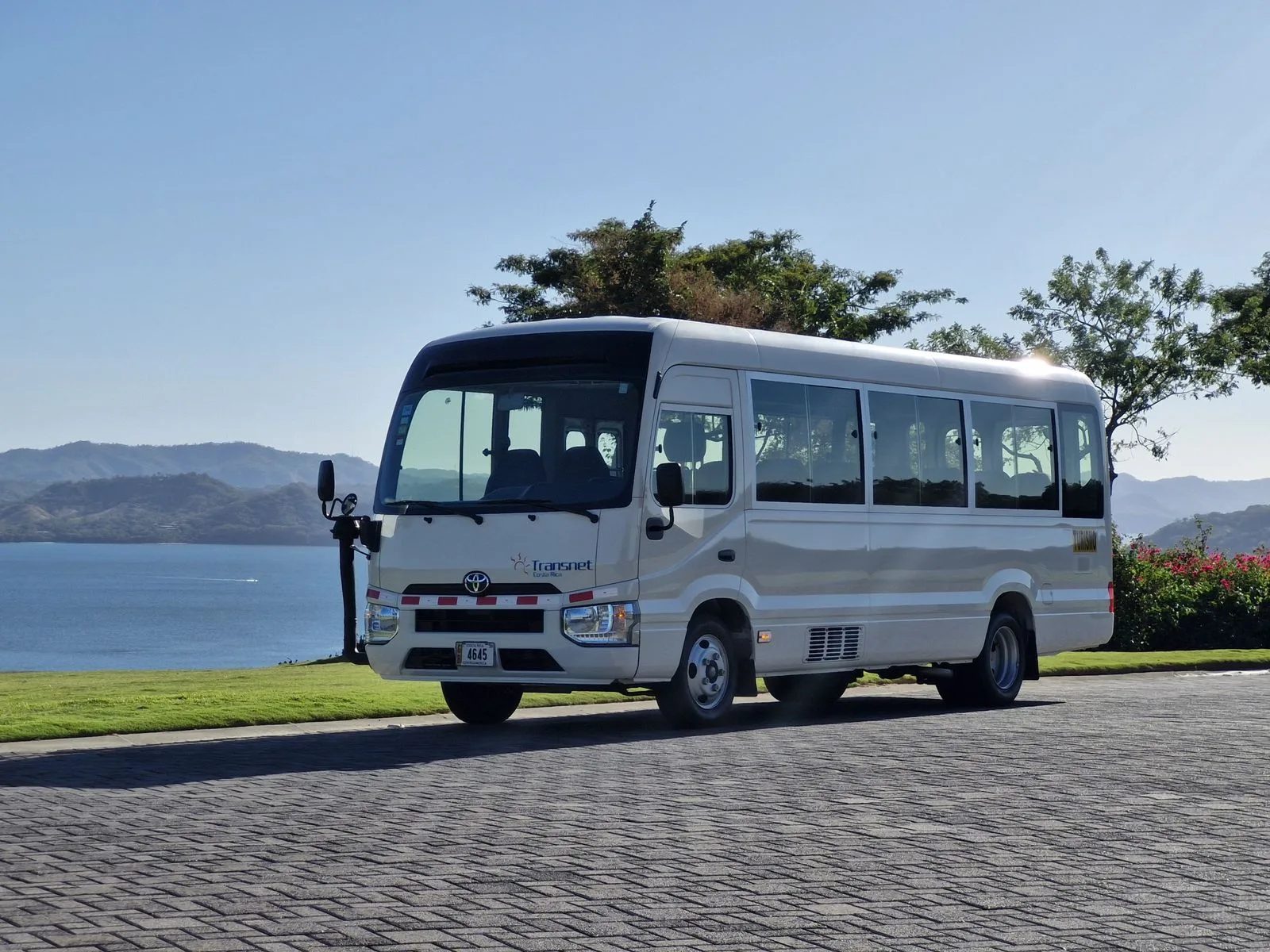 Toyota Coaster private shuttle bus for 20 passengers in Guanacaste Costa Rica